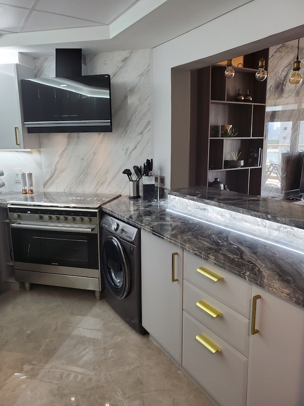 palm kitchen renovation upgrade, home interiors in dubai interior designer erika, wrapping kitchens palm, shoreline interiors, bathroom fitout