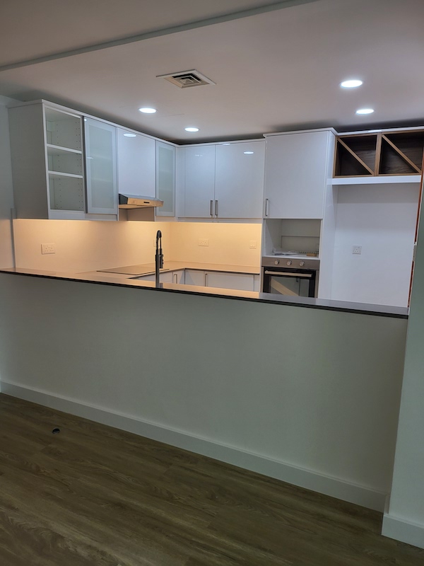 kitchen transformation in the old greens samar, home renovations, dubai fitout, interior designer, led lighting, tiling works, ikea white kitchen