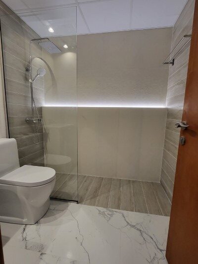 dubai marina, before and after marina bathroom design, interior design, bathroom modern design, bathroom led lighting with shower, shower mixer, luxury bathroom marina, luxury design, toilet change, tiling, bathroom tiling