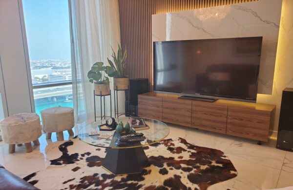 living room luxurious home styling in dubai on the budget, wall paneling habtoor city living room , interior designer in dubai, glam living, mixing old with new